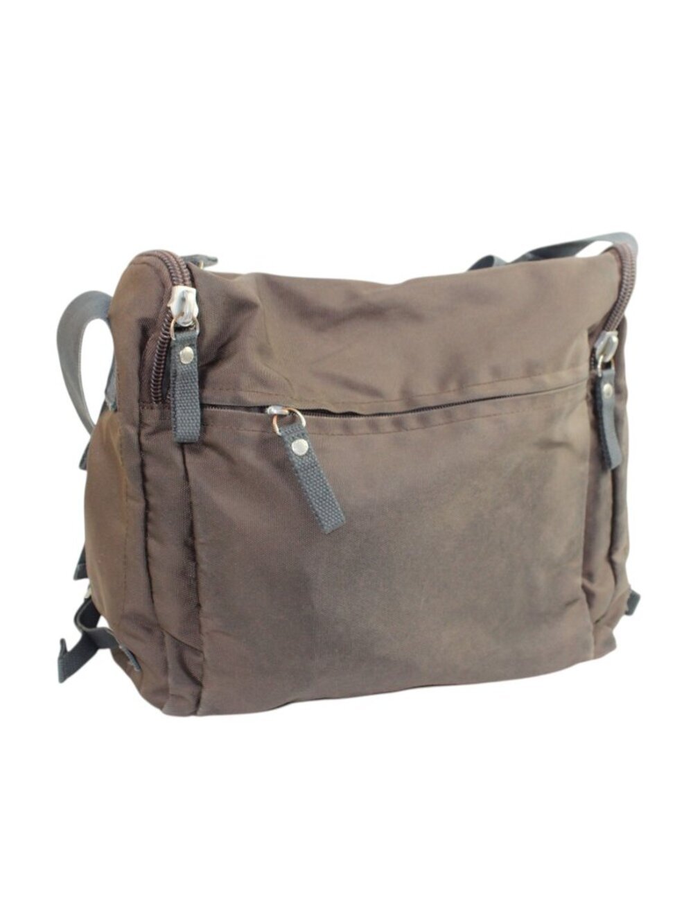 George Gina & Lucy Mr. Postman Brown Nylon Gray Canvas Messenger Satchel - Picture 5 of 9